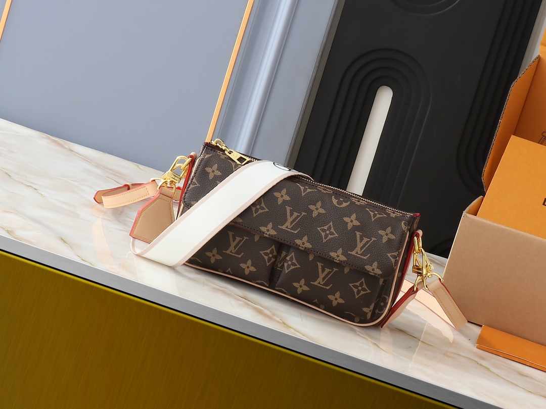 LV Classic Handbag Monogram Miroir Model M11987 Adjustable Strap Luxury